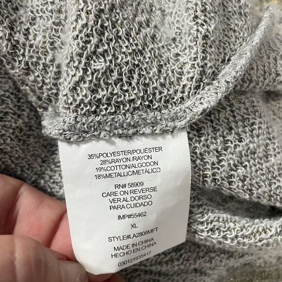 Gibson Latimer Cream Black Gold Metallic Jewel Neckline Sweater XL - Picture 8 of 9